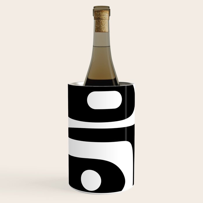Mid Century Modern Black and White Piquet Abstract Pattern Wine Chiller Gallery Image 2