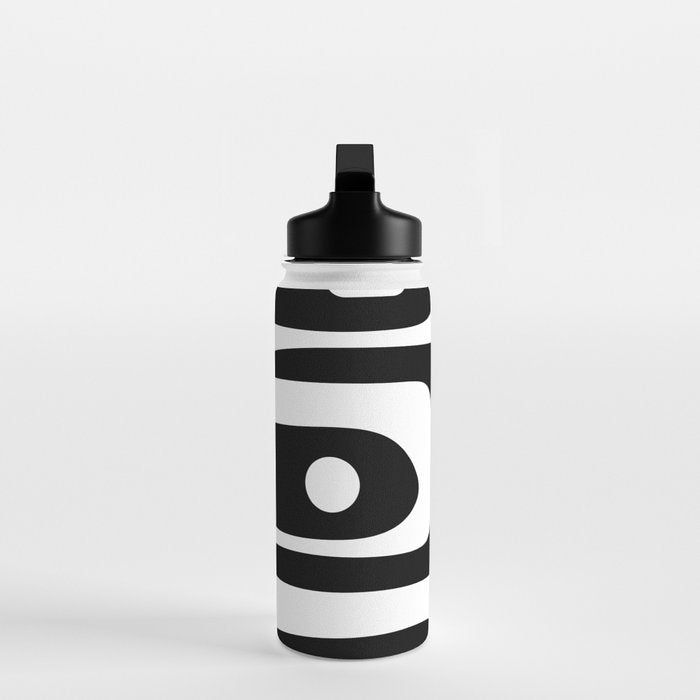 Mid Century Modern Black and White Piquet Abstract Pattern Water Bottle Gallery Image 3
