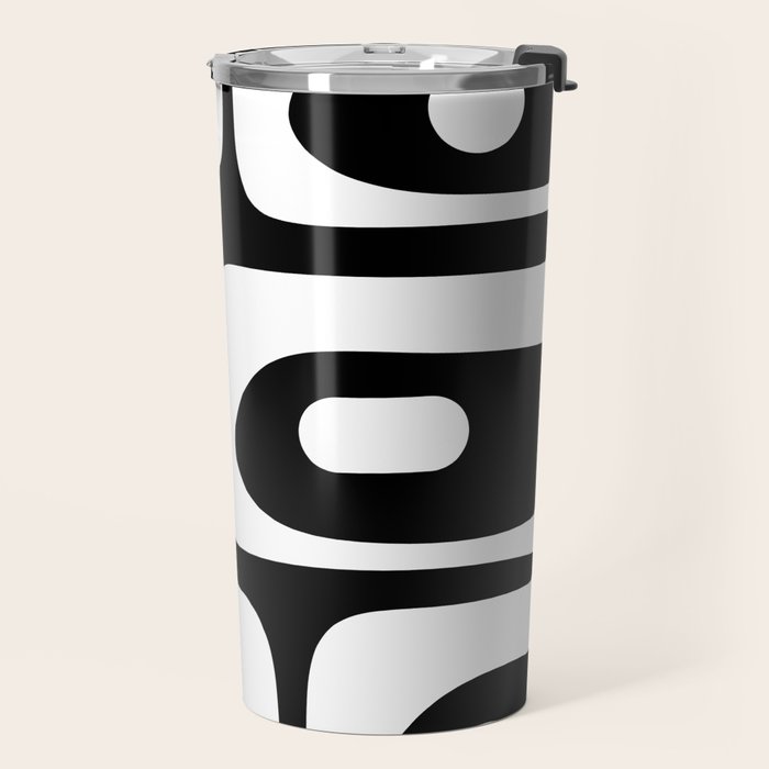 Mid Century Modern Black and White Piquet Abstract Pattern Travel Mug Gallery Image 2