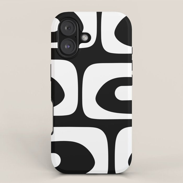 Mid Century Modern Black and White Piquet Abstract Pattern iPhone Case Gallery Image 1