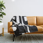 Mid Century Modern Black and White Piquet Abstract Pattern Throw Blanket Gallery Image 1