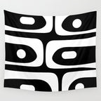 Mid Century Modern Black and White Piquet Abstract Pattern Wall Tapestry Gallery Image 4