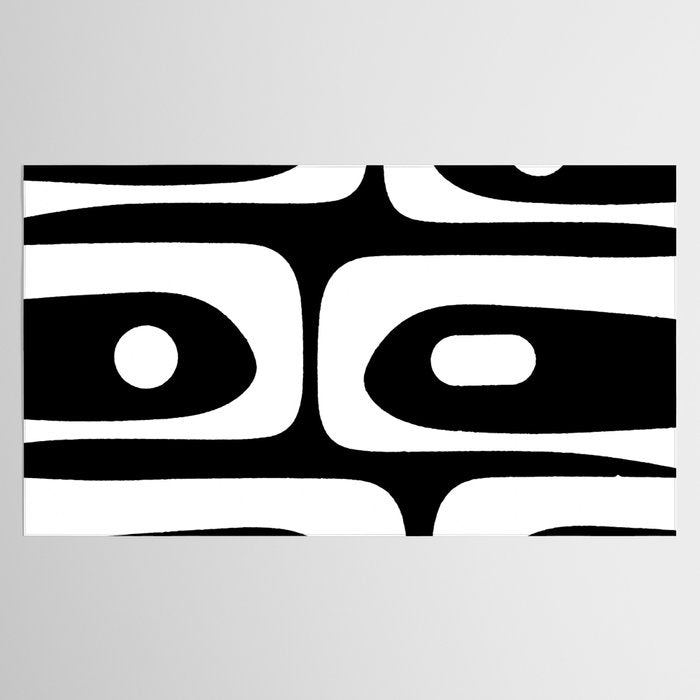 Mid Century Modern Black and White Piquet Abstract Pattern Tablecloth Gallery Image 2