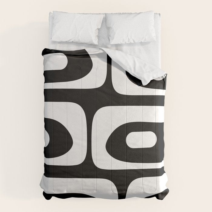 Mid Century Modern Black and White Piquet Abstract Pattern Comforter Gallery Image 6