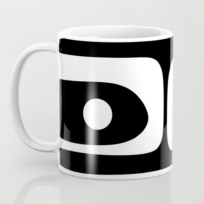 Mid Century Modern Black and White Piquet Abstract Pattern Coffee Mug Gallery Image 3