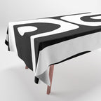 Mid Century Modern Black and White Piquet Abstract Pattern Tablecloth Gallery Image 1