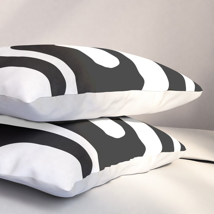 Mid Century Modern Black and White Piquet Abstract Pattern Pillow Sham Gallery Image 3
