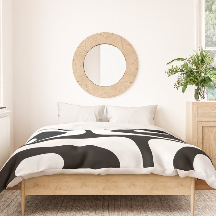 Mid Century Modern Black and White Piquet Abstract Pattern Duvet Cover Gallery Image 3