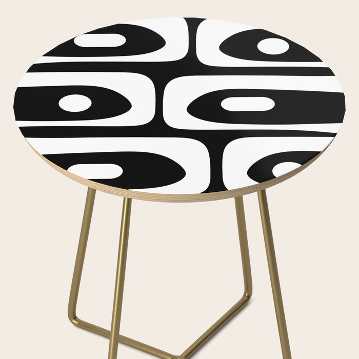 Mid Century Modern Black and White Piquet Abstract Pattern Side Table Gallery Image 2