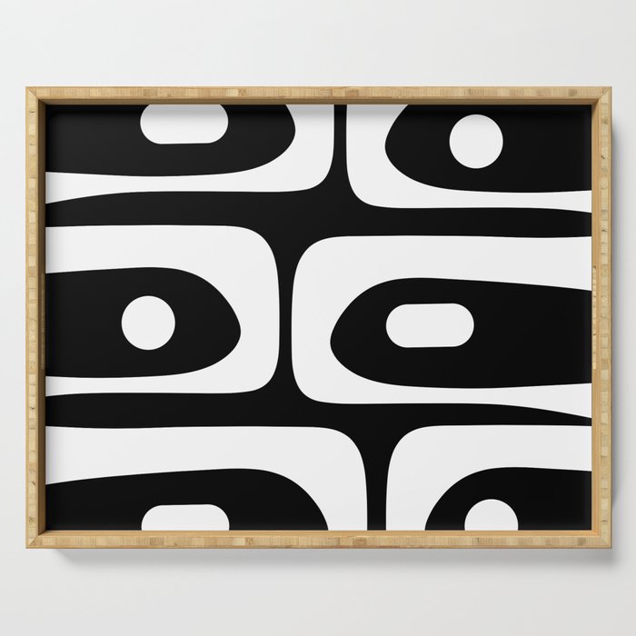 Mid Century Modern Black and White Piquet Abstract Pattern Serving Tray Gallery Image 1