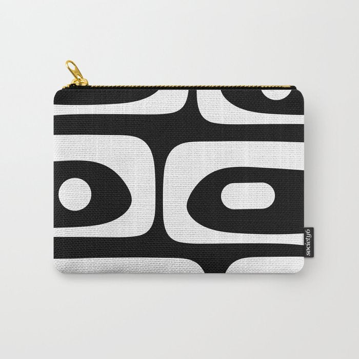 Mid Century Modern Black and White Piquet Abstract Pattern Carry All Pouch Gallery Image 1
