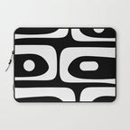 Mid Century Modern Black and White Piquet Abstract Pattern Laptop Sleeve Gallery Image 1
