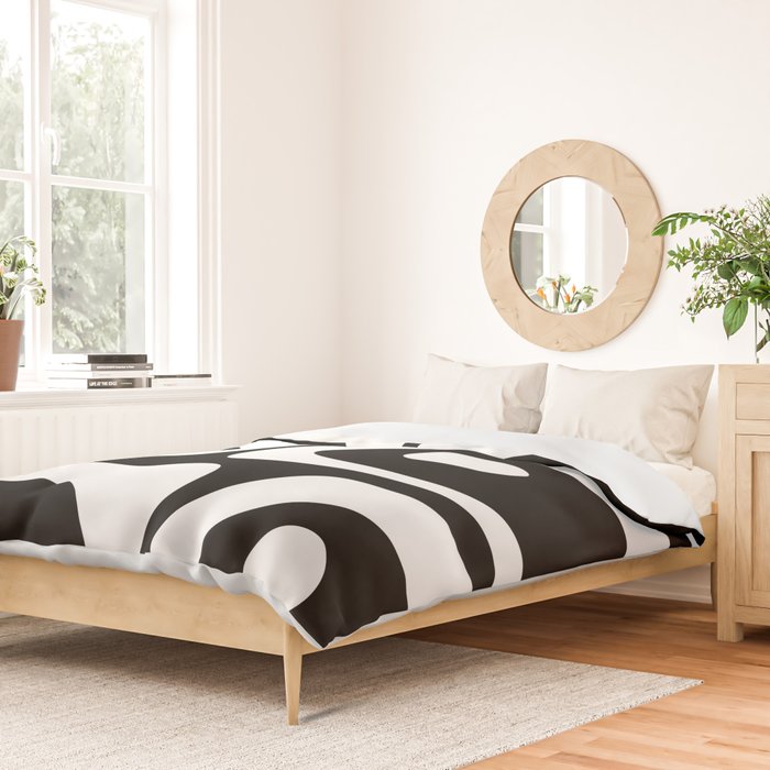 Mid Century Modern Black and White Piquet Abstract Pattern Duvet Cover Gallery Image 2
