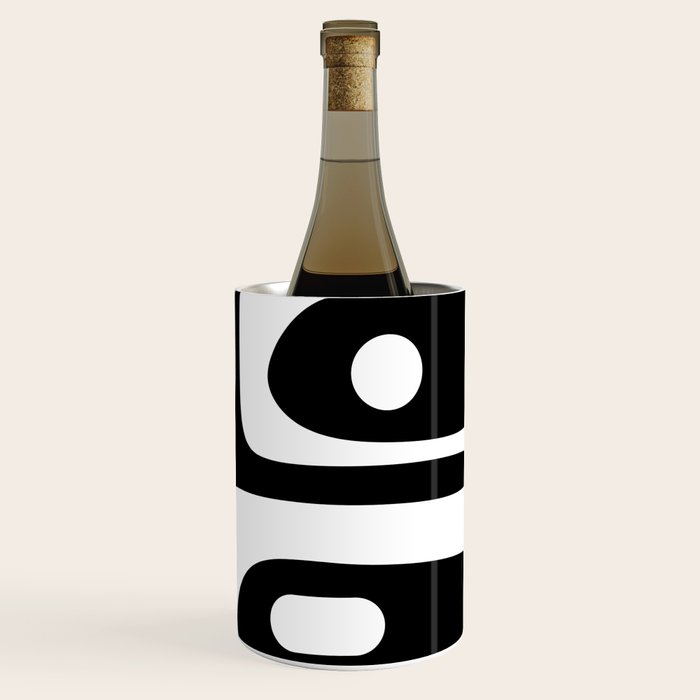 Mid Century Modern Black and White Piquet Abstract Pattern Wine Chiller Gallery Image 3