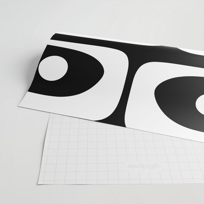 Mid Century Modern Black and White Piquet Abstract Pattern Wrapping Paper Gallery Image 2