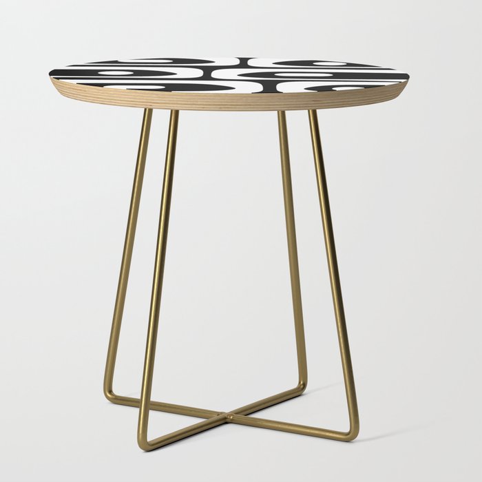 Mid Century Modern Black and White Piquet Abstract Pattern Side Table Gallery Image 1