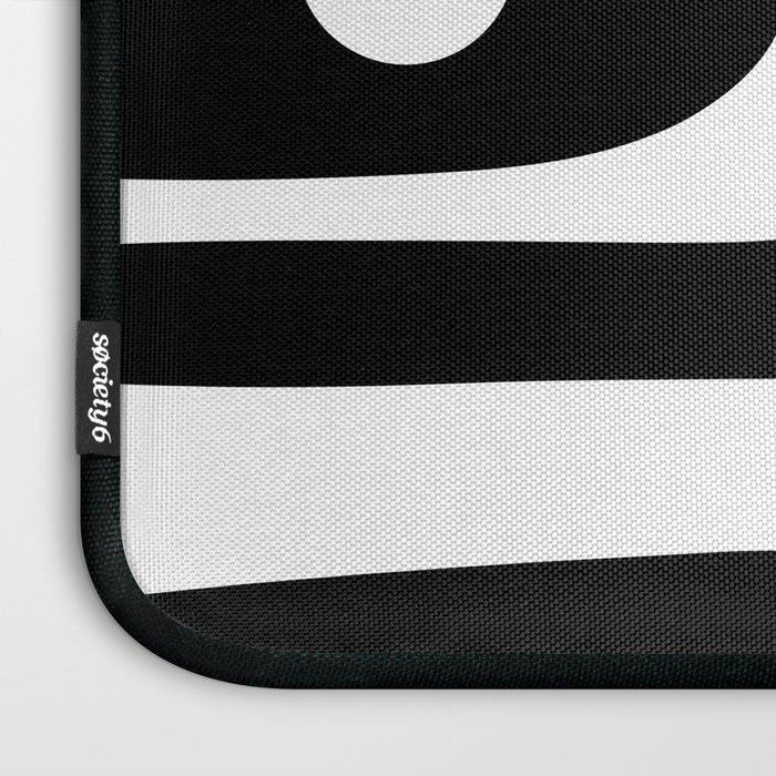 Mid Century Modern Black and White Piquet Abstract Pattern Laptop Sleeve Gallery Image 3