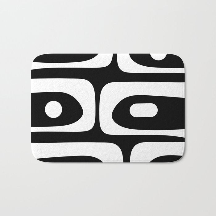 Mid Century Modern Black and White Piquet Abstract Pattern Bath Mat Gallery Image 1
