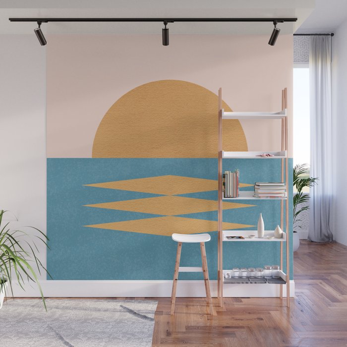 Sunrise Geometric - Midcentury Style Wall Mural Gallery Image 1