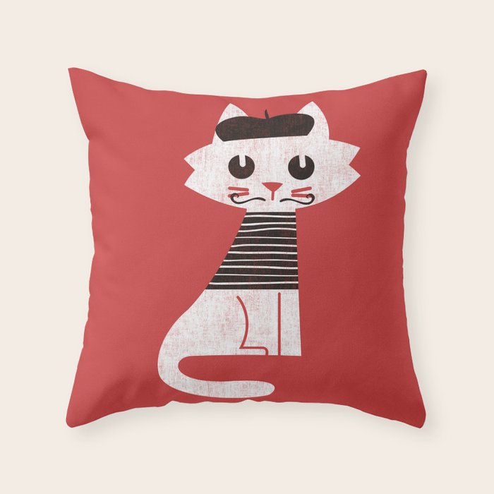 Mark the cat goes to Paris Throw Pillow Gallery Image 6