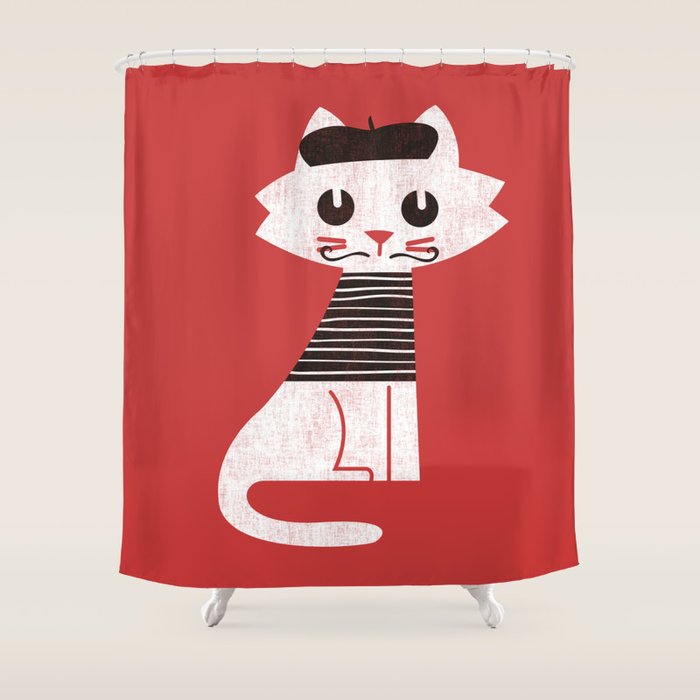 Mark the cat goes to Paris Shower Curtain Gallery Image 1