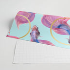 HullaHoops, Eclectic Colorful Fish Graphic Design, Animals Gold Rings Surrealism Quirky Wrapping Paper Gallery Image 2