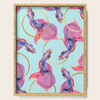 HullaHoops, Eclectic Colorful Fish Graphic Design, Animals Gold Rings Surrealism Quirky Serving Tray Gallery Image 1