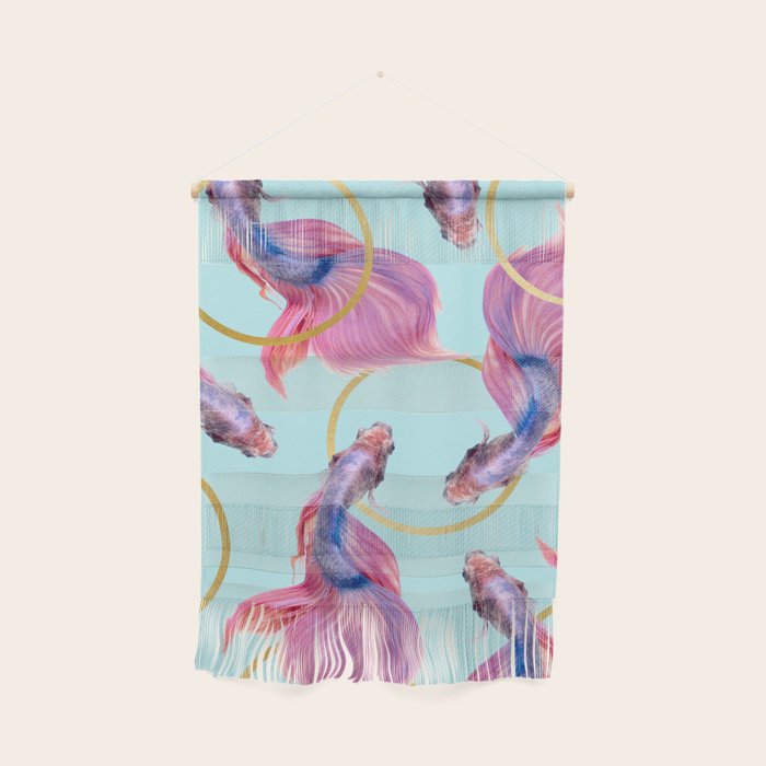 HullaHoops, Eclectic Colorful Fish Graphic Design, Animals Gold Rings Surrealism Quirky Wall Hanging Gallery Image 1