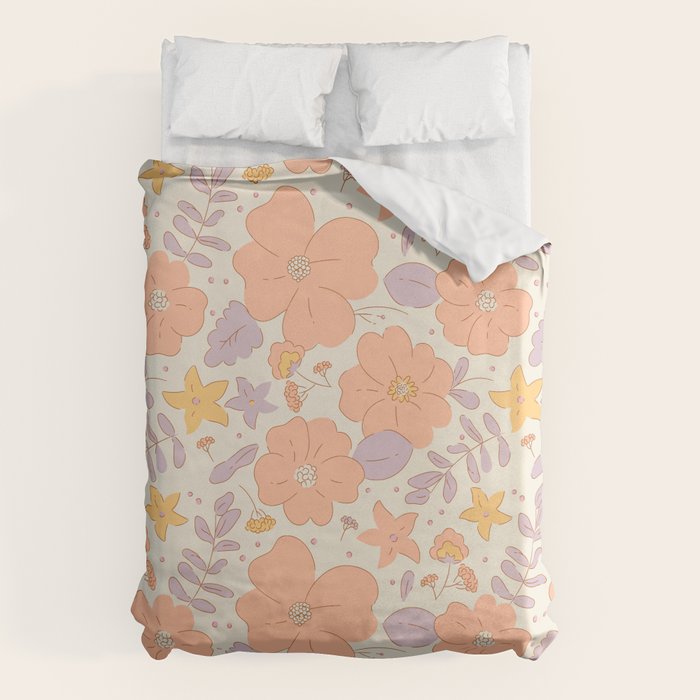 Vintage hand drawn flower art pattern Duvet Cover Gallery Image 6