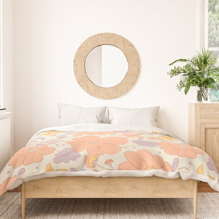 Vintage hand drawn flower art pattern Duvet Cover Gallery Image 3