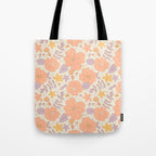 Vintage hand drawn flower art pattern Tote Bag Gallery Image 1