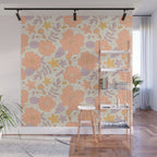 Vintage hand drawn flower art pattern Wall Mural Gallery Image 1