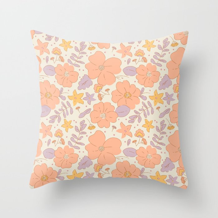 Vintage hand drawn flower art pattern Throw Pillow Gallery Image 6
