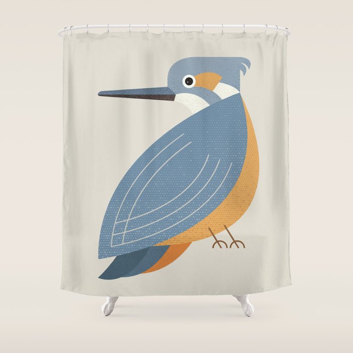 Whimsy Blue-eared Kingfisher Shower Curtain Gallery Image 1