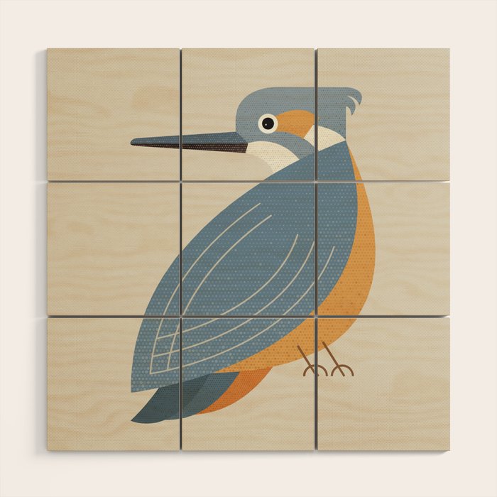 Whimsy Blue-eared Kingfisher Wood Wall Art Gallery Image 1