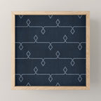 Boho Ethnic Striped Pattern on Navy Blue Mini Art Print Gallery Image 1