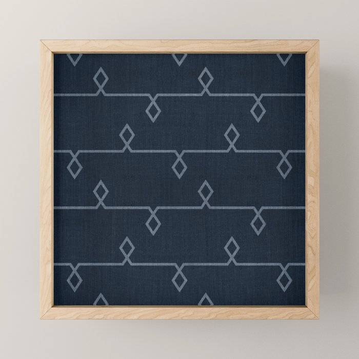 Boho Ethnic Striped Pattern on Navy Blue Mini Art Print Gallery Image 1