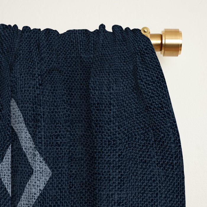 Boho Ethnic Striped Pattern on Navy Blue Window Curtain Gallery Image 2