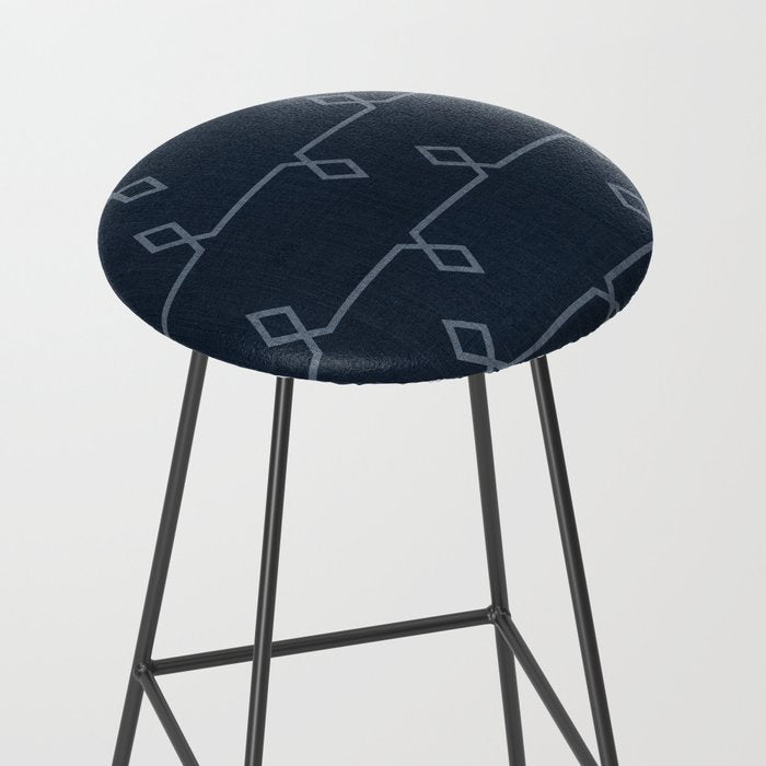 Boho Ethnic Striped Pattern on Navy Blue Stool Gallery Image 2