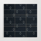 Boho Ethnic Striped Pattern on Navy Blue Wood Wall Art Gallery Image 1