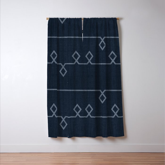 Boho Ethnic Striped Pattern on Navy Blue Window Curtain Gallery Image 3