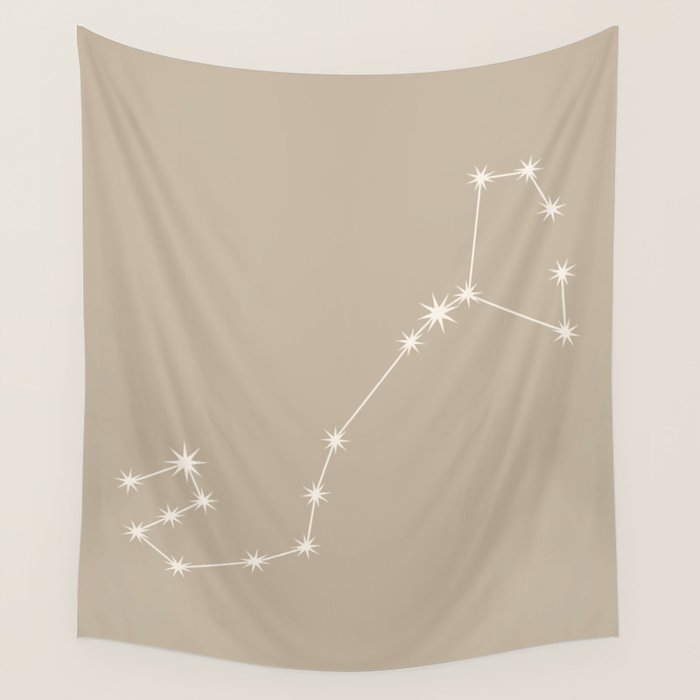 Scorpio Zodiac Star Constellation Line Art Beige Wall Tapestry Gallery Image 4