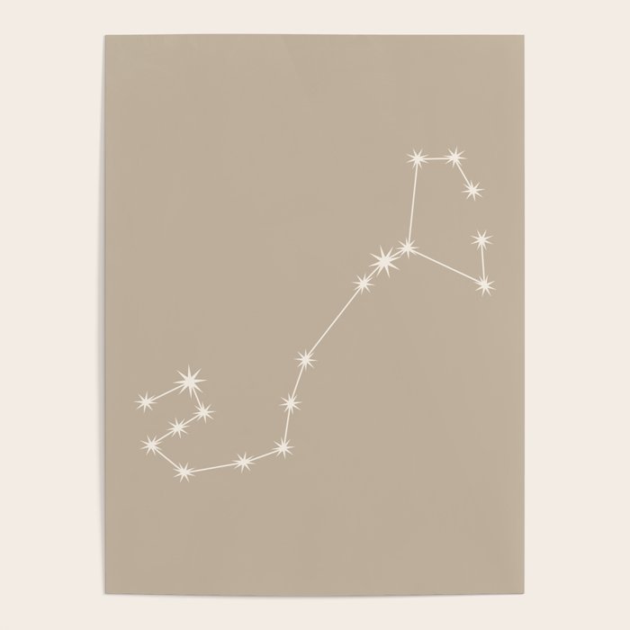 Scorpio Zodiac Star Constellation Line Art Beige Poster Gallery Image 4