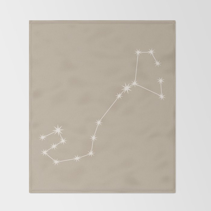 Scorpio Zodiac Star Constellation Line Art Beige Throw Blanket Gallery Image 2