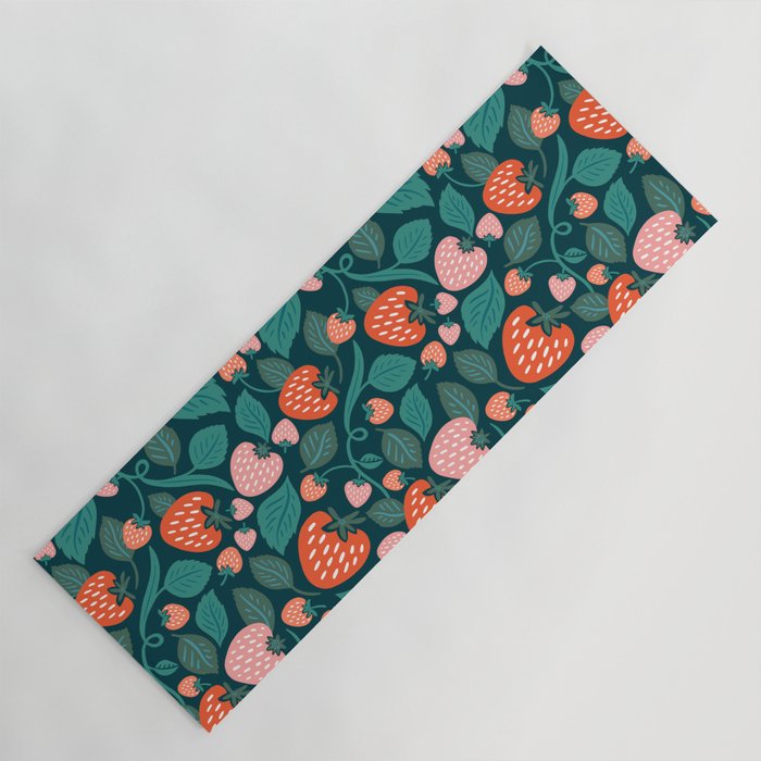 Strawberry Fields - Teal Green & Red Yoga Mat Gallery Image 1