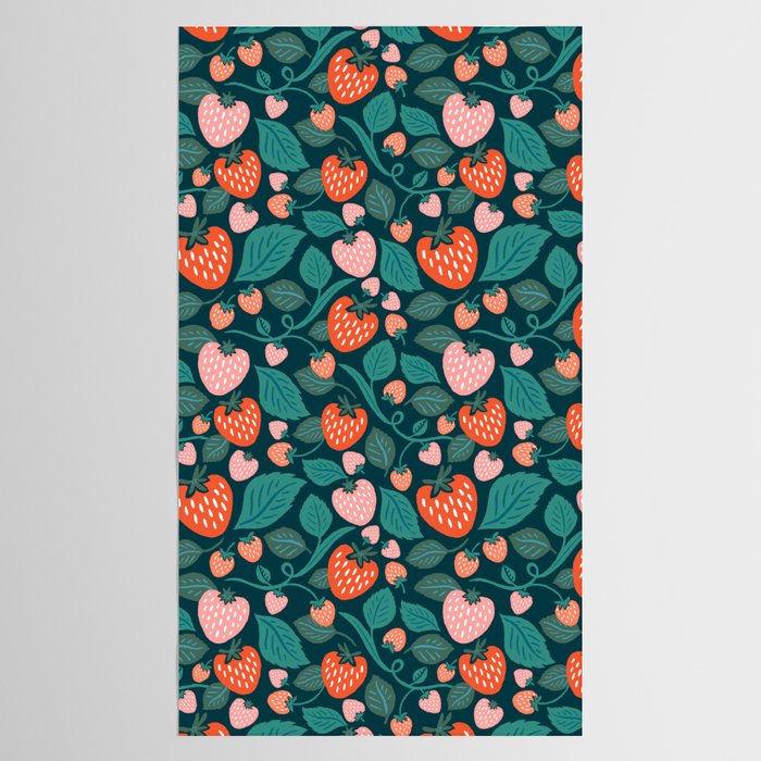 Strawberry Fields - Teal Green & Red Tablecloth Gallery Image 2