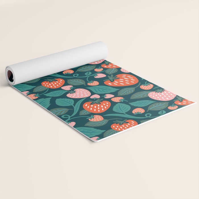 Strawberry Fields - Teal Green & Red Yoga Mat Gallery Image 2