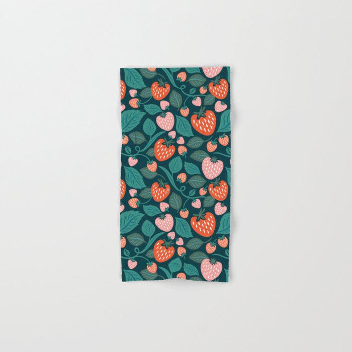 Strawberry Fields - Teal Green & Red Bath Towel Gallery Image 1
