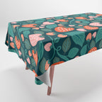 Strawberry Fields - Teal Green & Red Tablecloth Gallery Image 1