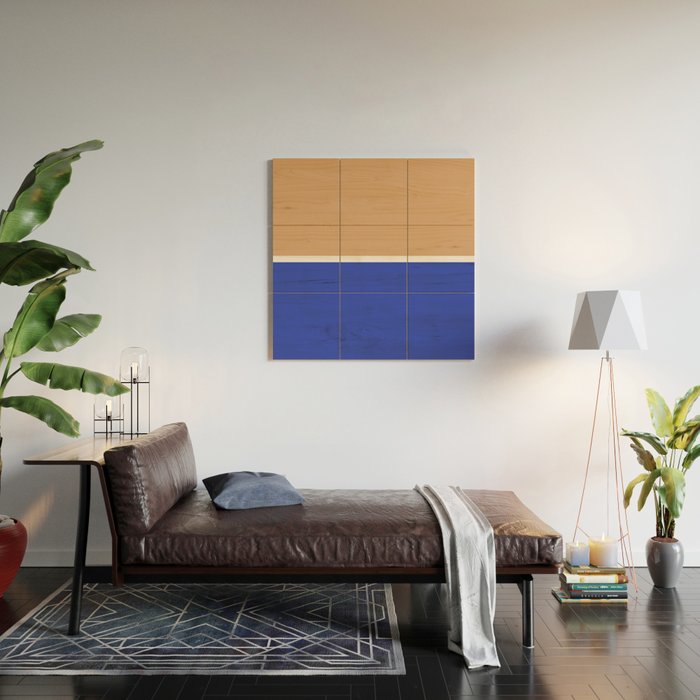 Color Block IX Peach Orange Blue Wood Wall Art Gallery Image 2